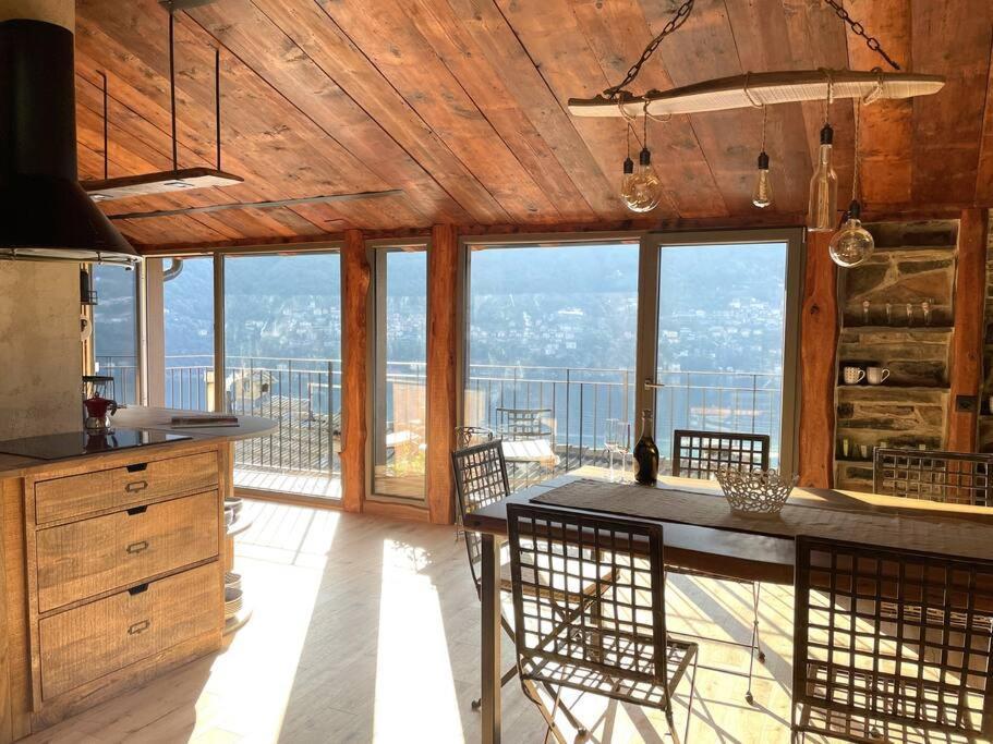 Romantic Home Stone With Amazing View Lake Of Como And Oleandra Laglio Bagian luar foto