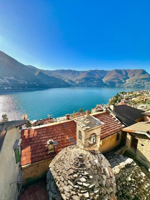 Romantic Home Stone With Amazing View Lake Of Como And Oleandra Laglio Bagian luar foto